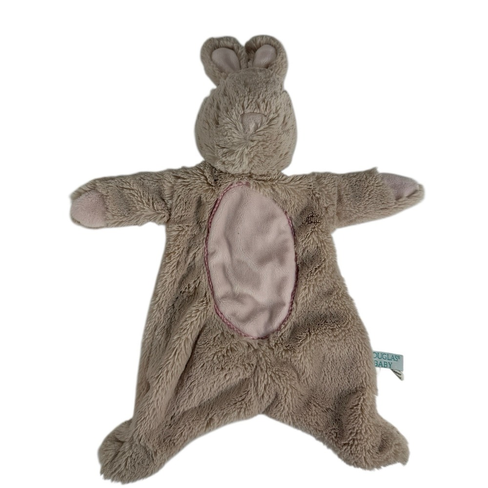 Douglas Baby Lovey Bunny Rabbit Security Blanket Tan Pink‎ Sshlumpie Plush Flat